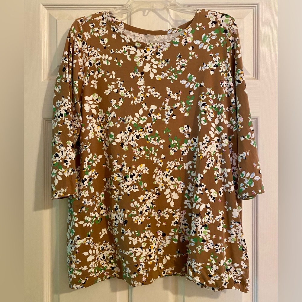 J.JILL Floral Knit Crewneck Tunic Large